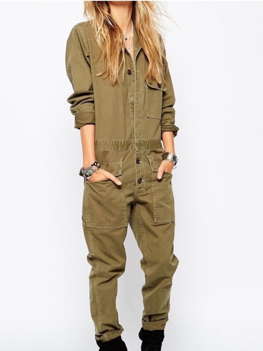 Denim & Supply Ralph Lauren olive green utility mechanic jumpsuit Medium Longslv